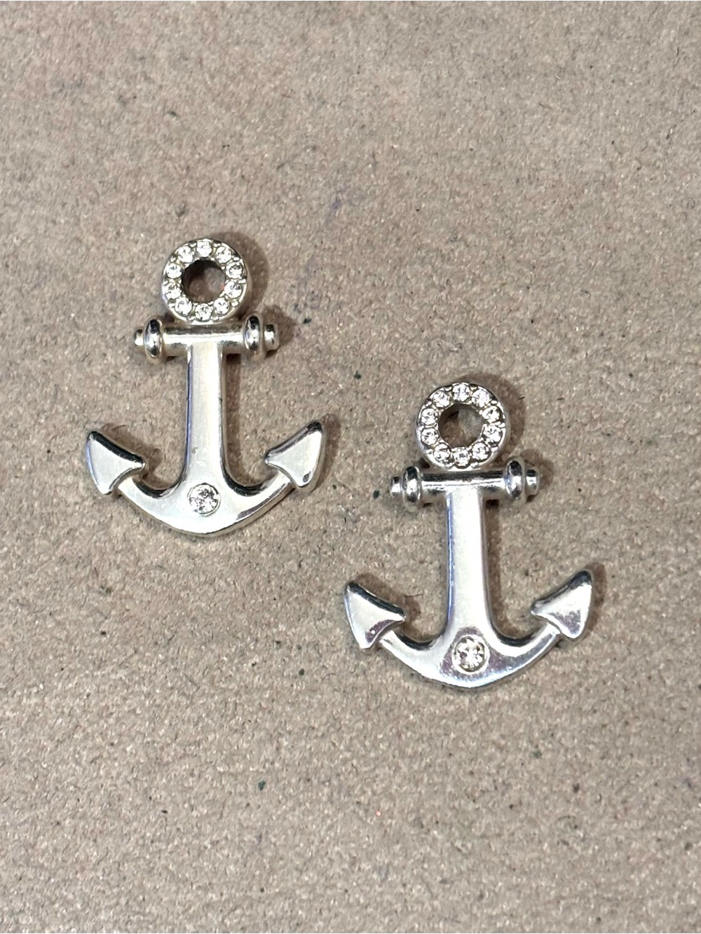 Two Brighton Coastal Earring charms Silver anchors fit MINI holders ONLY Retired